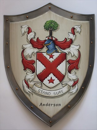 Small mediebal knight shield family crest Anderson