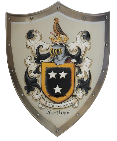 Small medieval knight shield  10 x 12 inch - family crest Kirtland / Kirkland