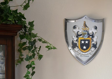 Small medieval shield family crest,  10 x 12 inch shield - wall decor