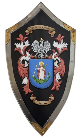 Knight shield with Nowy Sącz Coat of Arms - Saint Margaret the Virgin