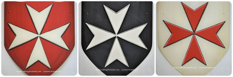 Shields w. Maltese Cross - hand painted Maltese shield