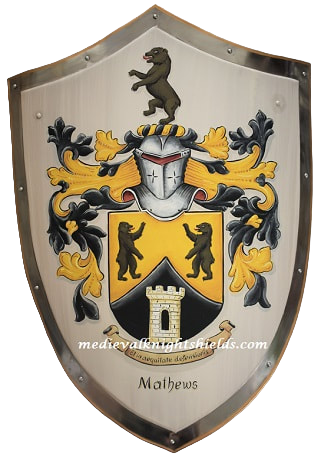 Mathews  Coat of Arms  shield 24 x 30 inch