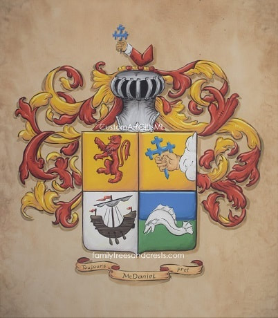 McDaniel family coat of arms painting
