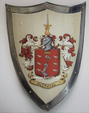 McInally Coat of Arms Knight shield - metal