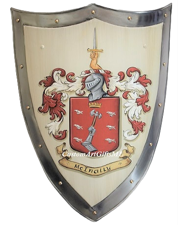 McInally Coat of Arms Knight shield - metal
