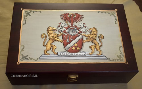 Nickl family crest wooden box -  rosewood