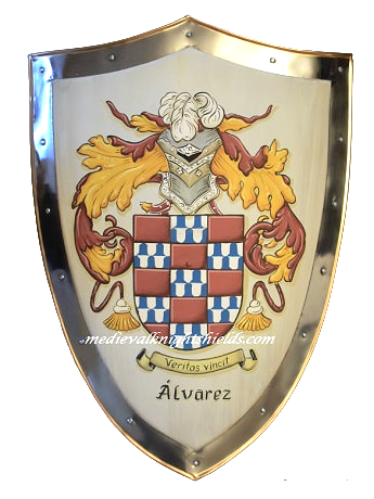 Alvarez family crest metal knight shield