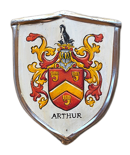 Arthur family crest metal door shield