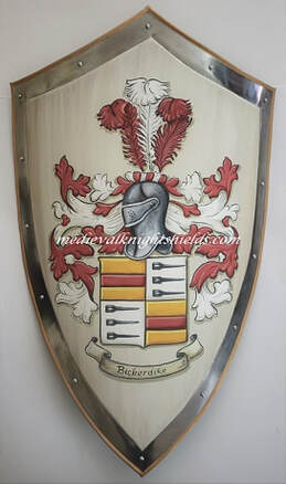 Bickerdike family crest knight shield