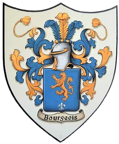 Bourgeois Coat of Arms painting wooden plaque