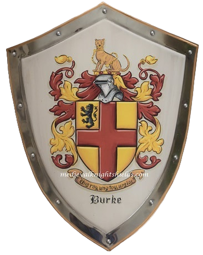 Burke family coat of arms shield -  family crest painting