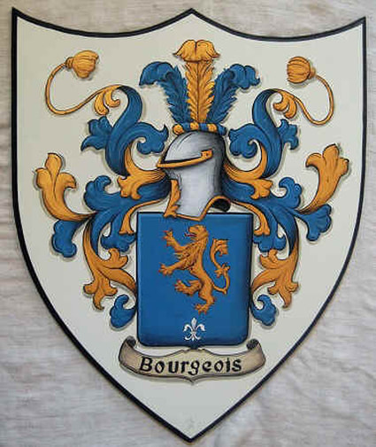 Bourgeois Coat of Arms painting wooden plaque