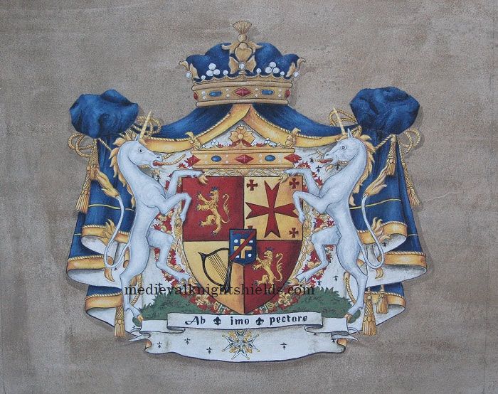 Coat of Arms painting on leather