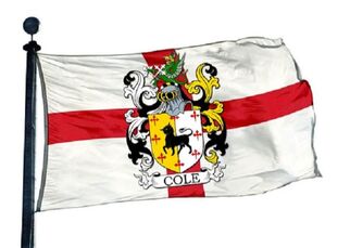 Flag of England with Cole family crest