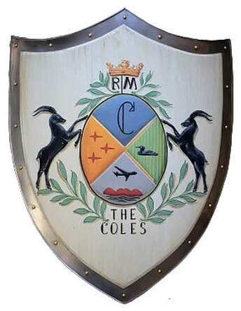 Knight shield with Coles Coat of Arms painting