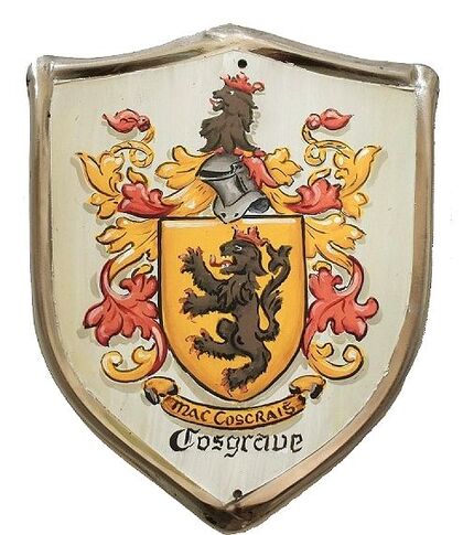Cosgrave family crest metal door shield