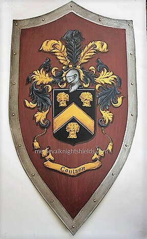 Knight shield Coulson CoA painted on antique shield