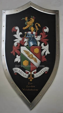 Coat of Arms knight shield w. lion, snake and bat