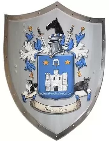 Custom Coat of Arms wedding knight shield with pets of  bride and groom