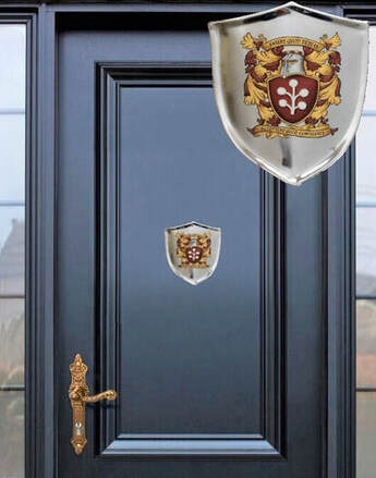 Family Coat of Arms wooden and metal door plaques, door shields