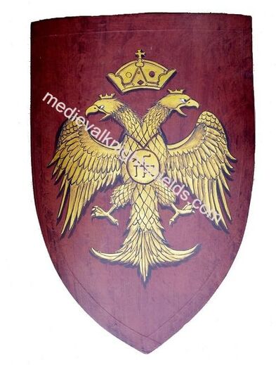 Knight shield with double-headed eagle, byzantine empire.