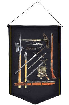 Knight flag with medieval weaponry