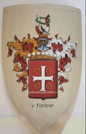 Wood knight shield w. Coat of Arms von Flotow