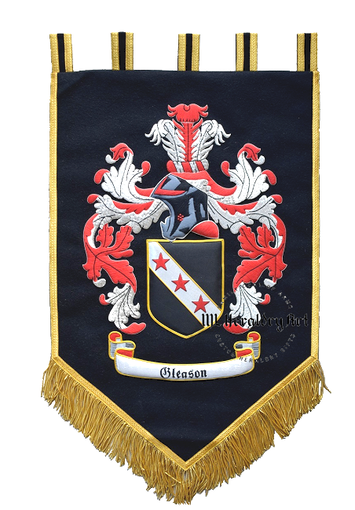 Embroidered family crest painting