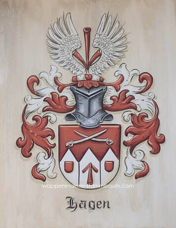 Hagen family coat of arms on canvas
