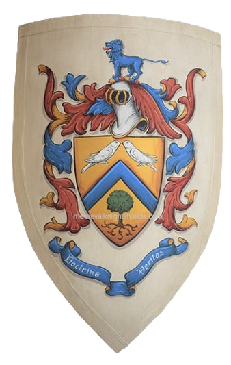 Custom family crest painting - woodenl knight shield