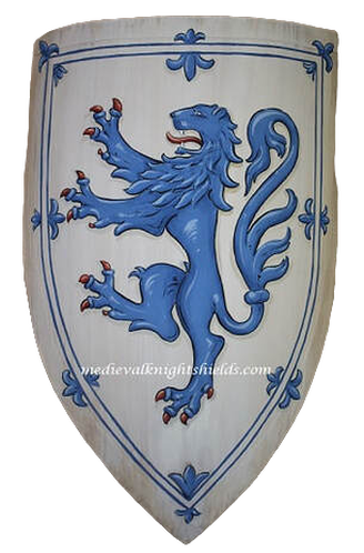 Lyons - family crest Coat of Arms wooden knight shield