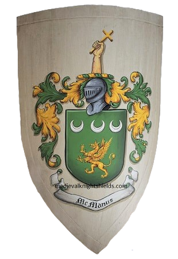 McManus Coat of Arms knight shield - wood