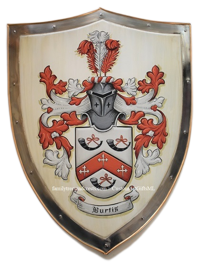 Burtis family crest knight shield