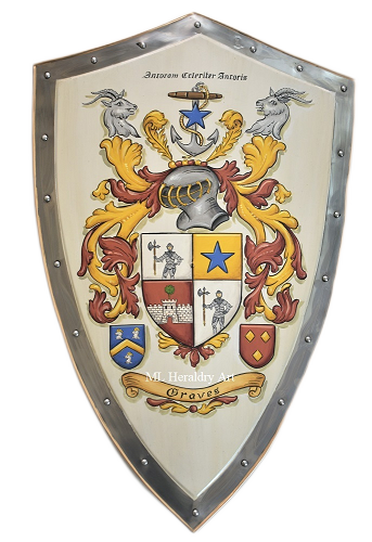 Custom order Graves Coat of Arms knight shield 