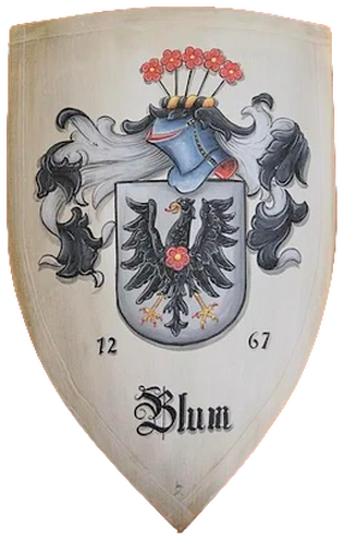 Blum family crest medieval shield