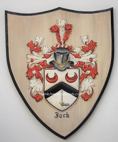 Jack family crest Coat of Arms wooden wall plaque 