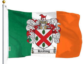 Ireland flag with Keating family crest