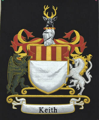 Keith family crest coat of arms embroidery