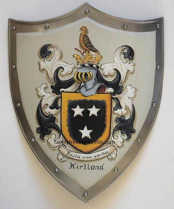 Small medieval knight shield  10 x 12 inch - family crest Kirtland / Kirkland