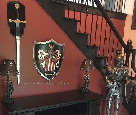 Knight Coat of Arms Metal Schield Wall Display