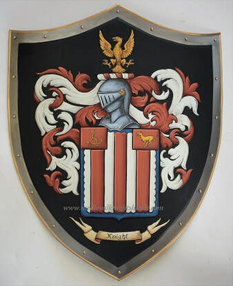 Knight - Metal knight shield w. Coat of Arms ​ painting    