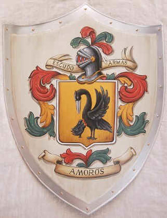 Medieval shield, knight shield  with Coat of Arms Amoros