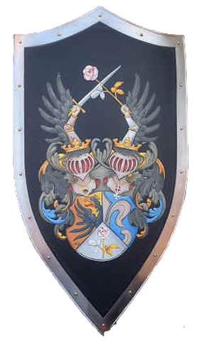 Knight shield with Coat of Arms painting