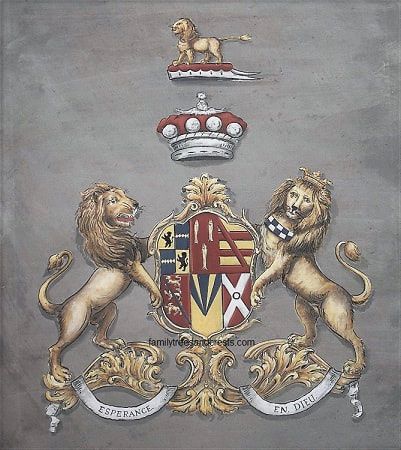 Custom Coat of Arms Latimer with lion shield supporters