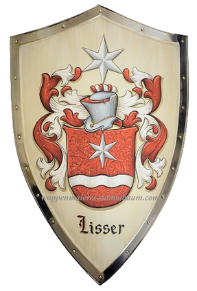 Lisser Coat of Arms Metal knight shield with gold painted rivets