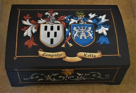 Custom anniversary box w. Langridge -  Kelly Coat of Arms