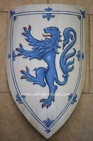Lyons - family crest Coat of Arms wooden knight shield