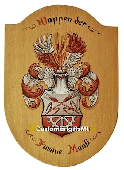 Maas family crest plaque