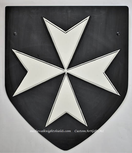 Maltese cross knight shield -  black
