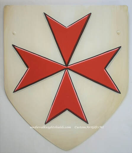 Maltese cross knight shield -  white